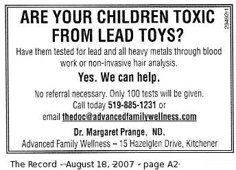 Margaret Prange adv. in The Record - August 18, 2007